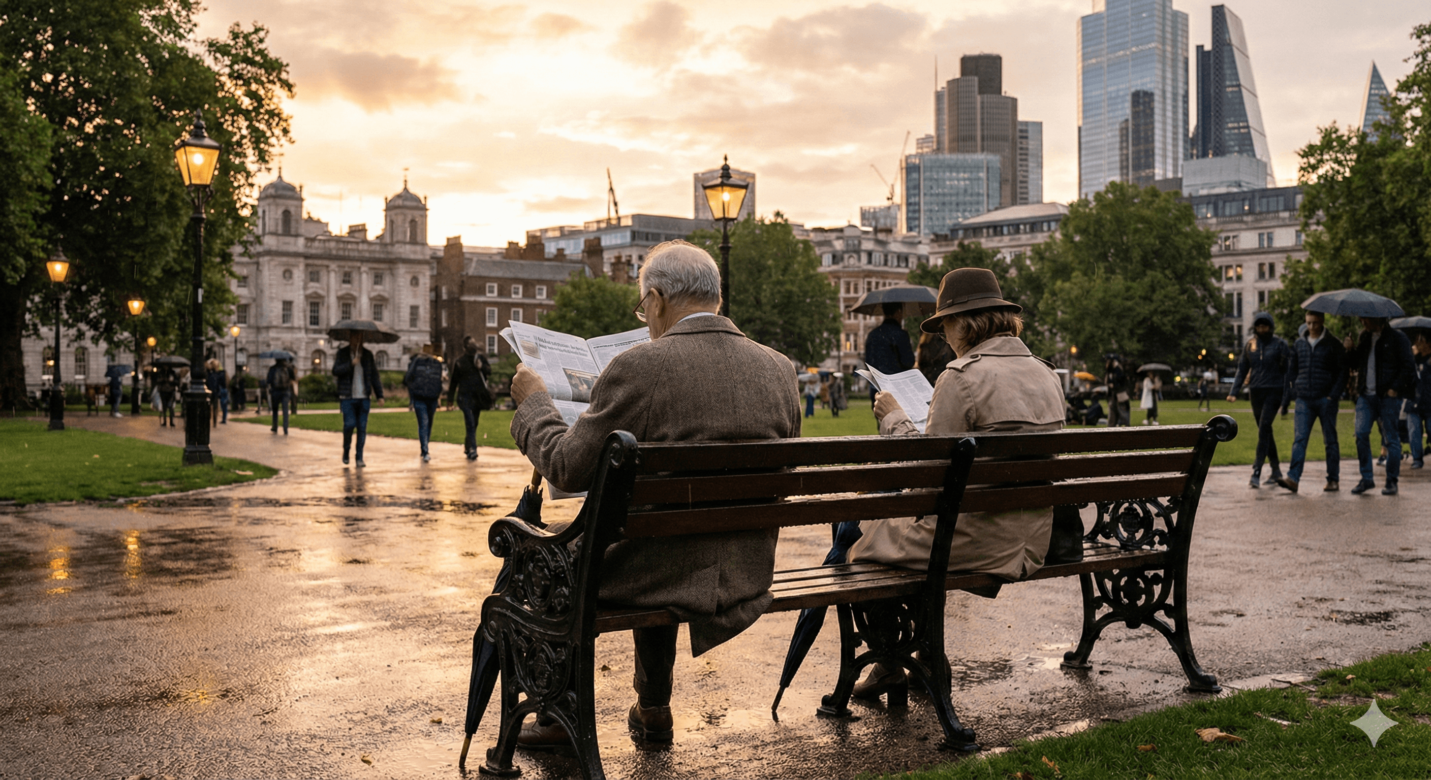 Professional relaxing in park